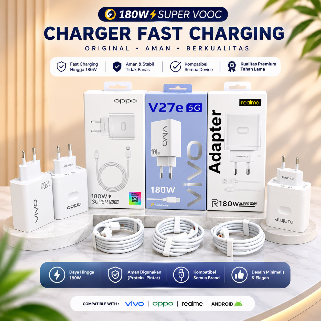 CHARGER BRANDED SUPER VOOC 180W MICRO