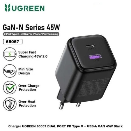 BATOK CHARGER UGREEN DUAL PORT N GAN 45W