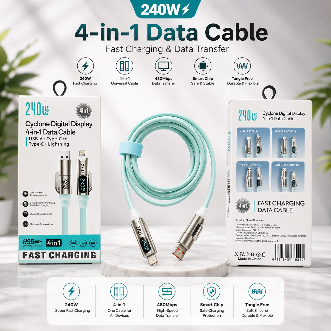 KABEL DATA 4 IN 1 DIGITAL DISPLAY 240W
