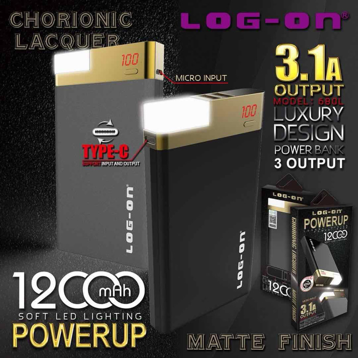 POWERBANK LOG ON POWERUP LIGHT 12000 MAH (SOLD)
