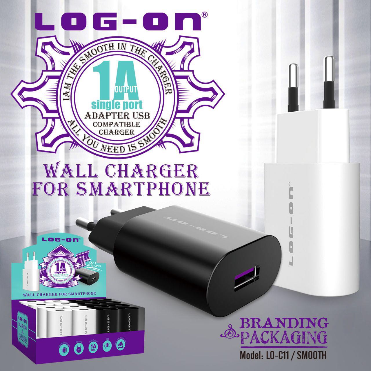 BATOK LOG ON 1A 1USB LO-C11