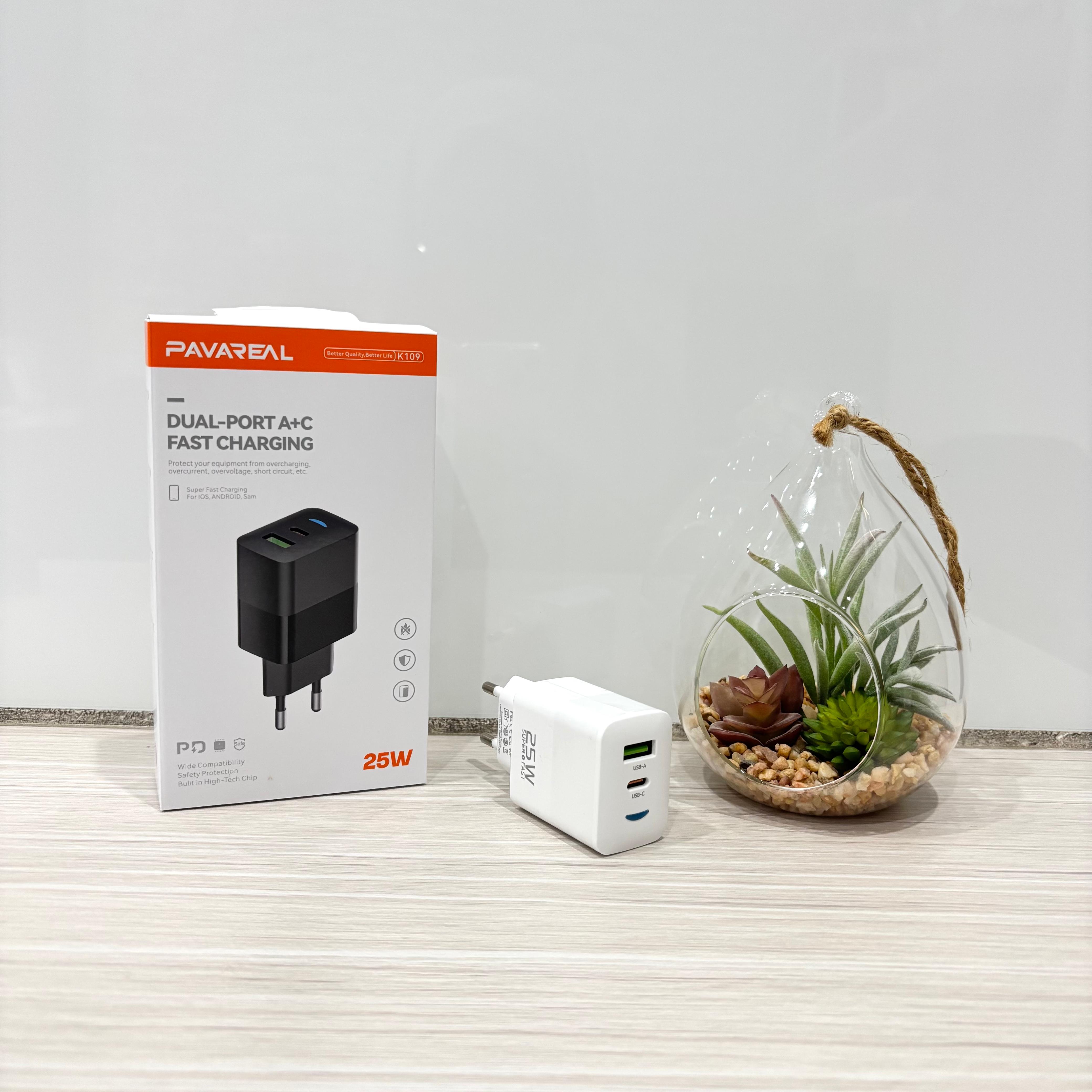 BATOK CHARGER PAVAREAL K109 USB A+C 25W