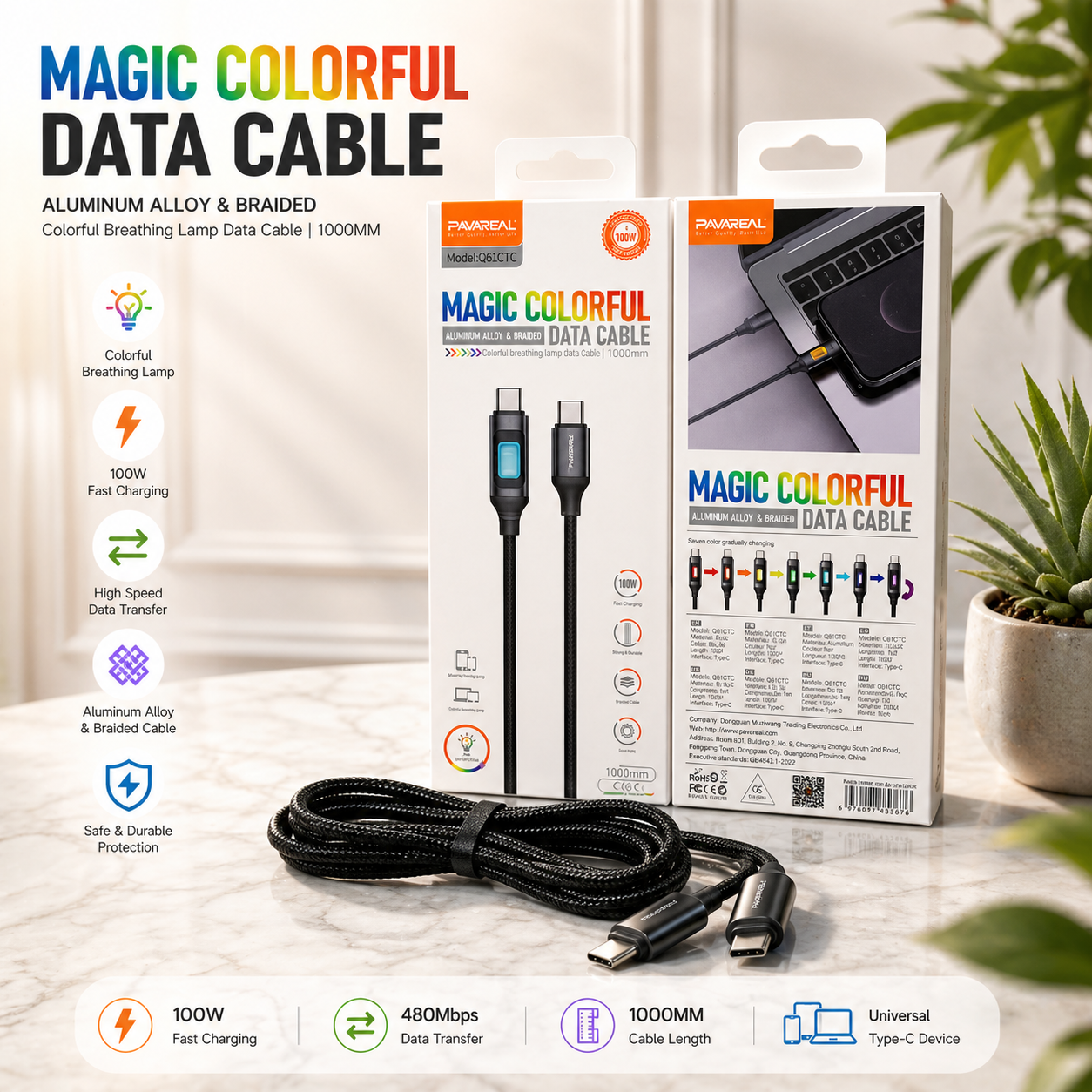 KABEL PAVAREAL Q61 C TO C