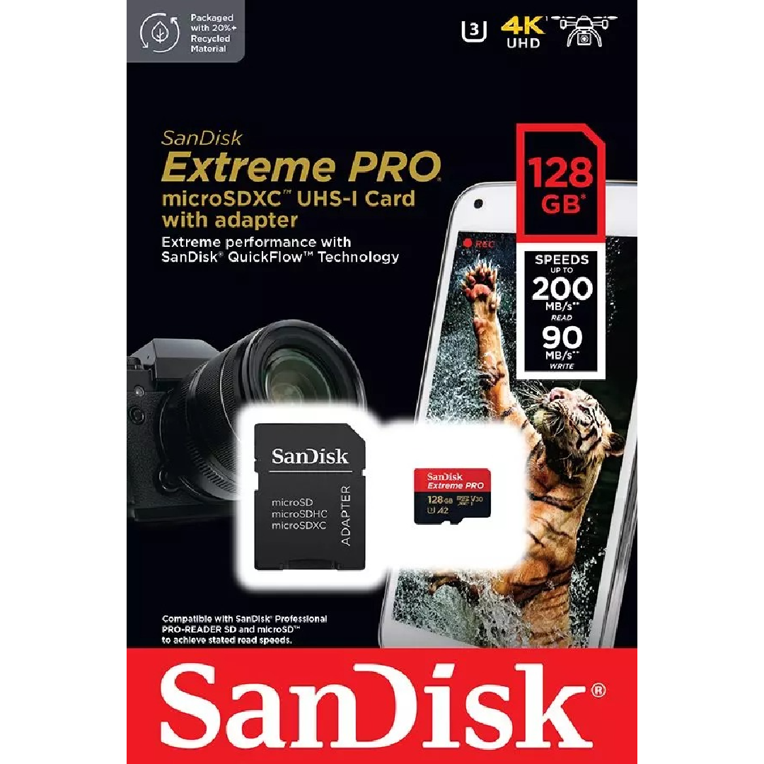 MICRO SD SANDISK EXTREME PRO 128GB + AD (200/90MBPS) (SOLD)
