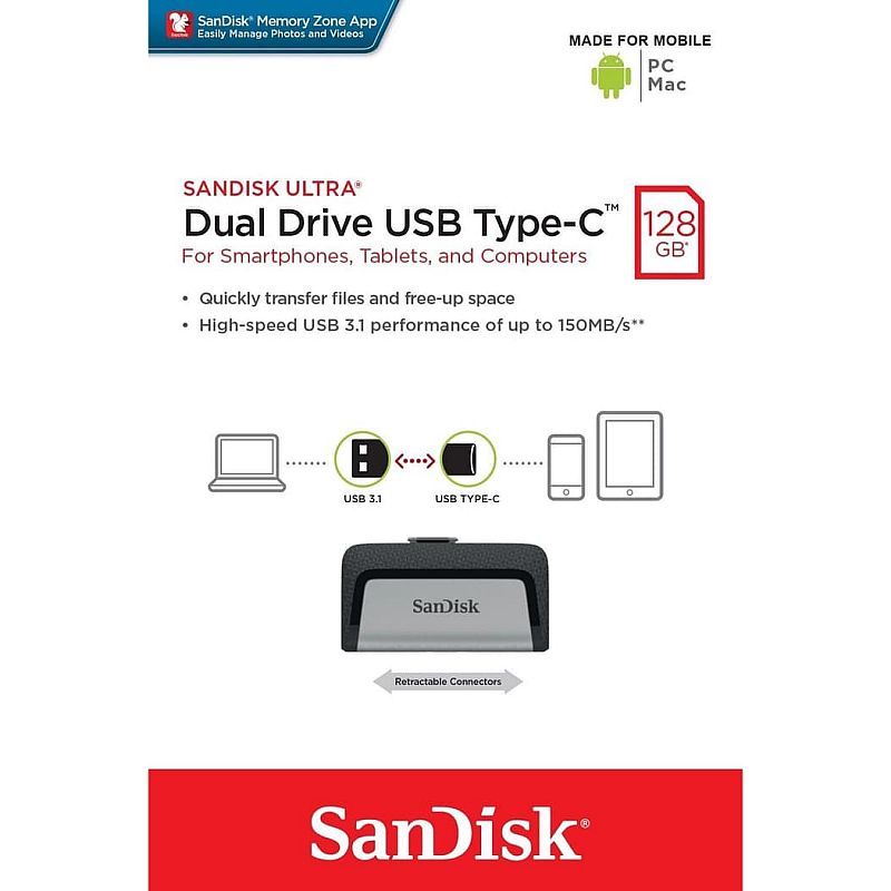 FLASHDISK SANDISK ULTRA TYPE C 128GB