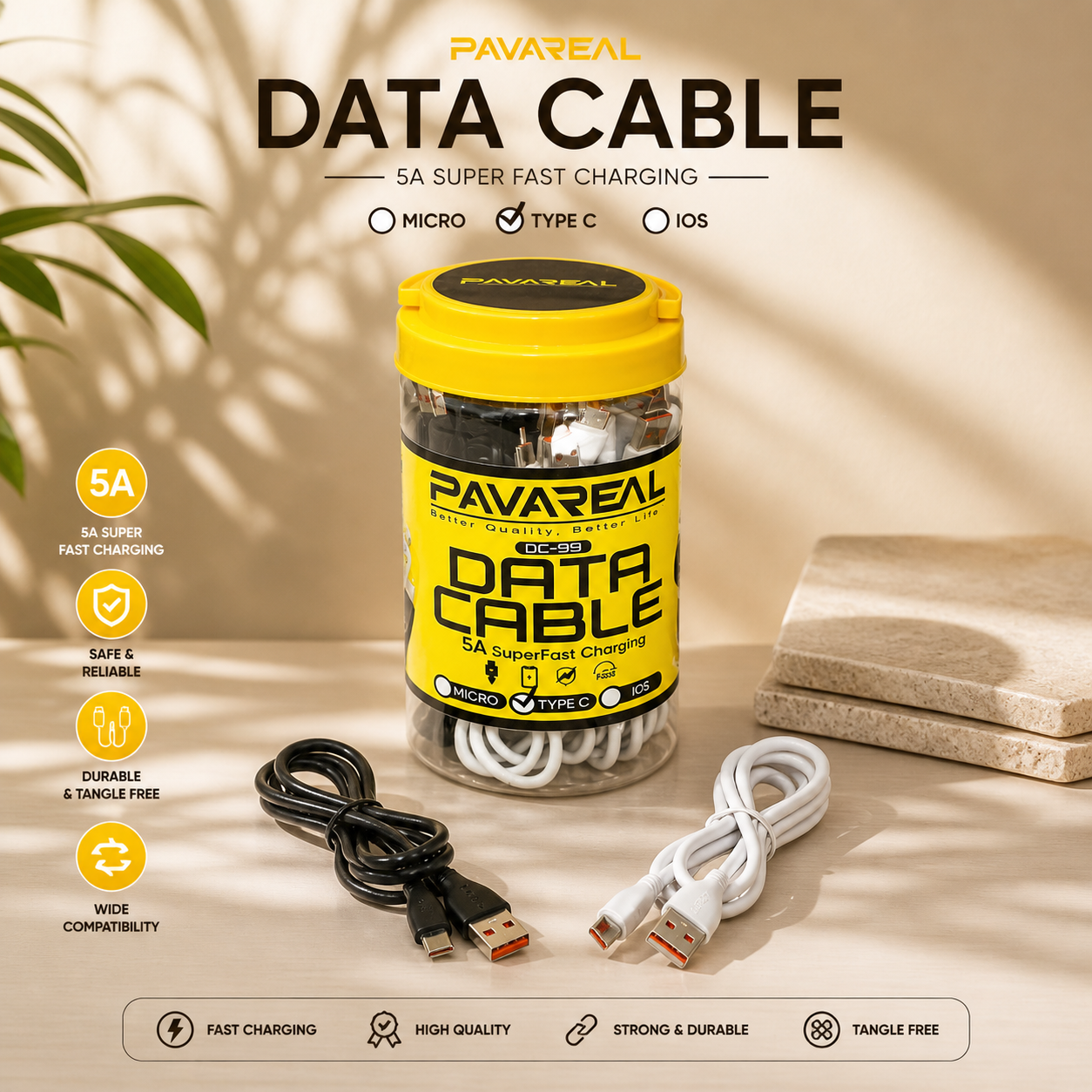KABEL USB PAVAREAL DC99 TYPE C TOPLES