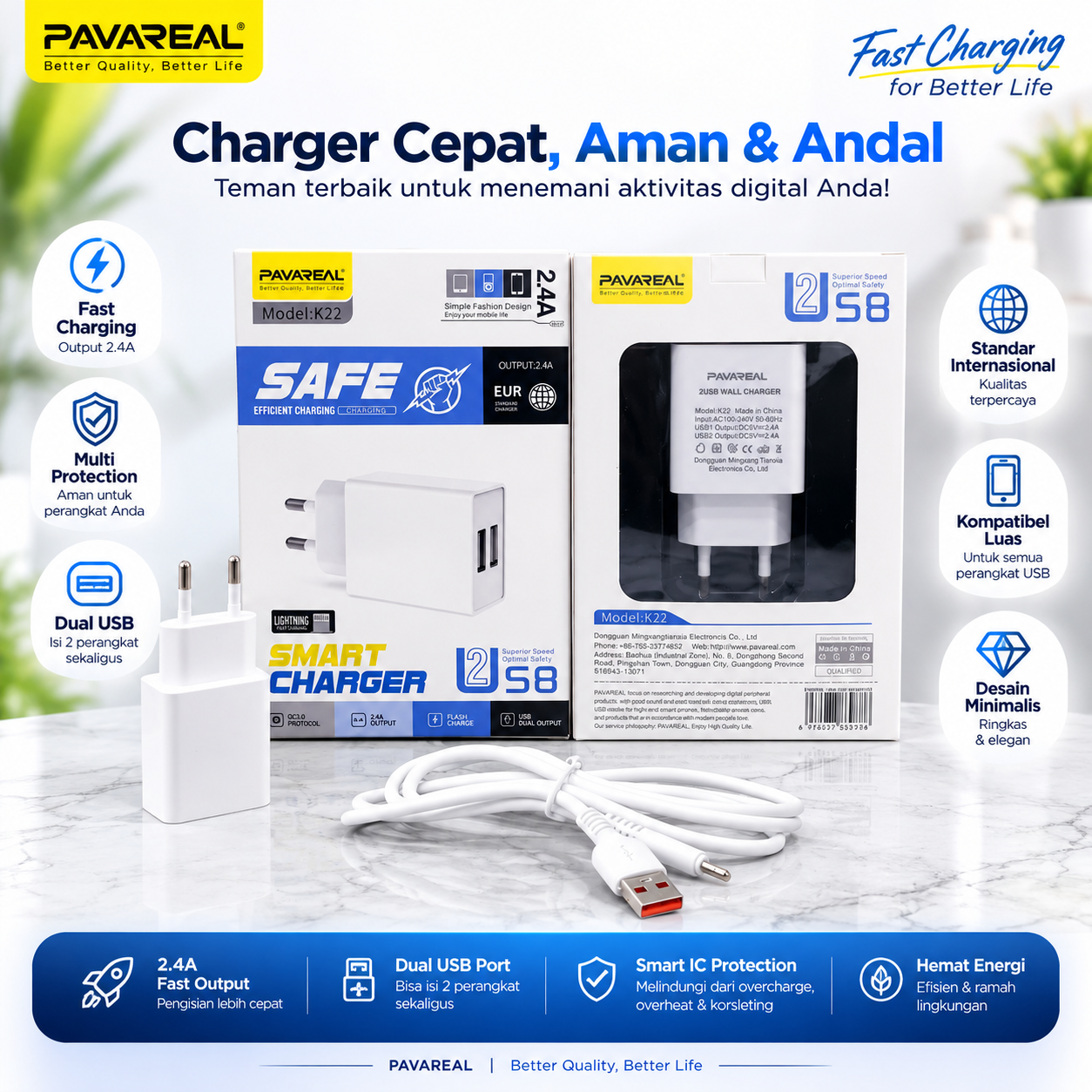 CHARGER PAVAREAL K22 IPHONE