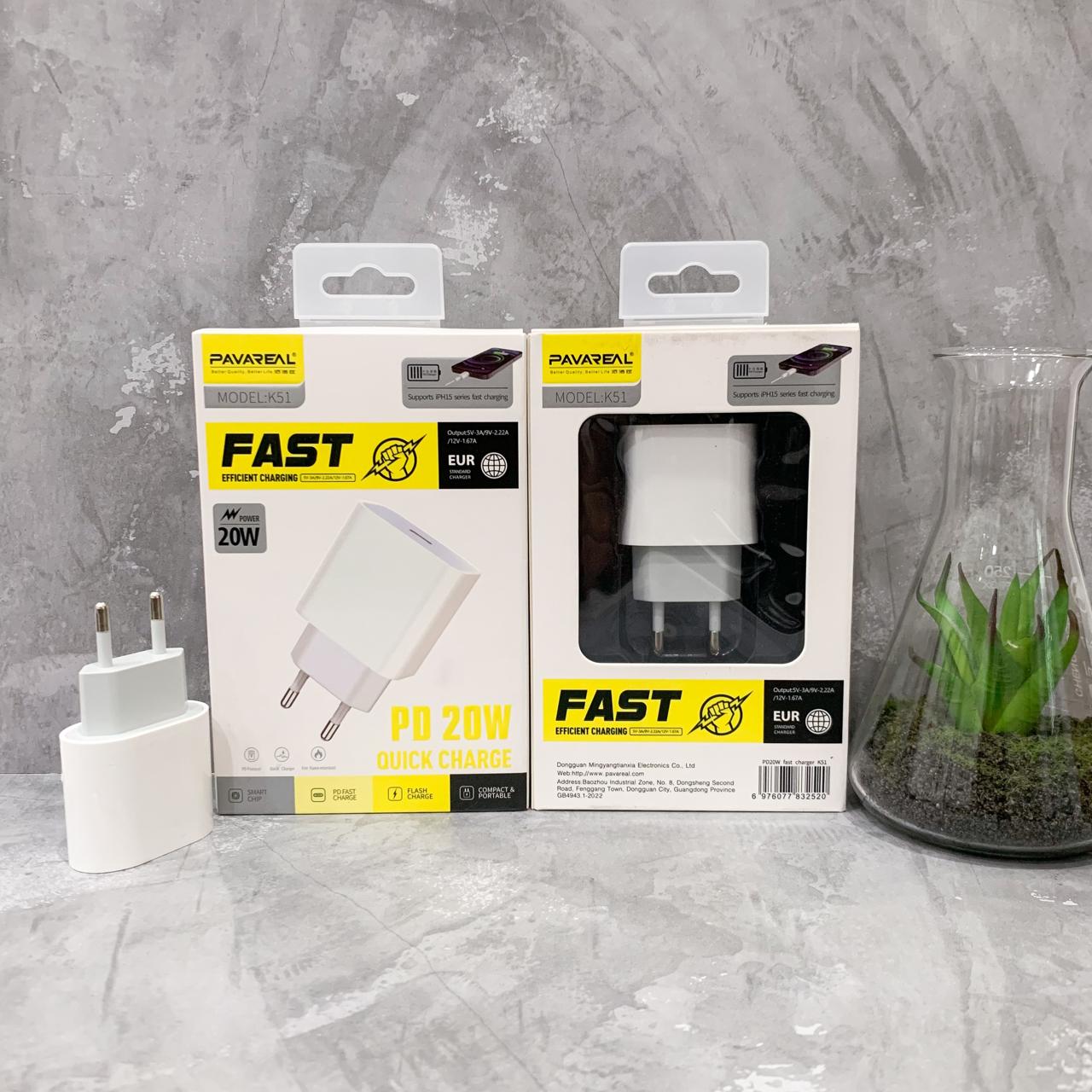 BATOK CHARGER PAVAREAL K51 PD 20W