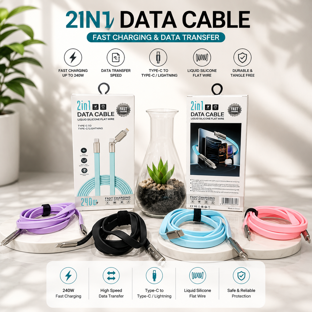 KABEL DATA 2 IN 1  C TO C / IOS 240W