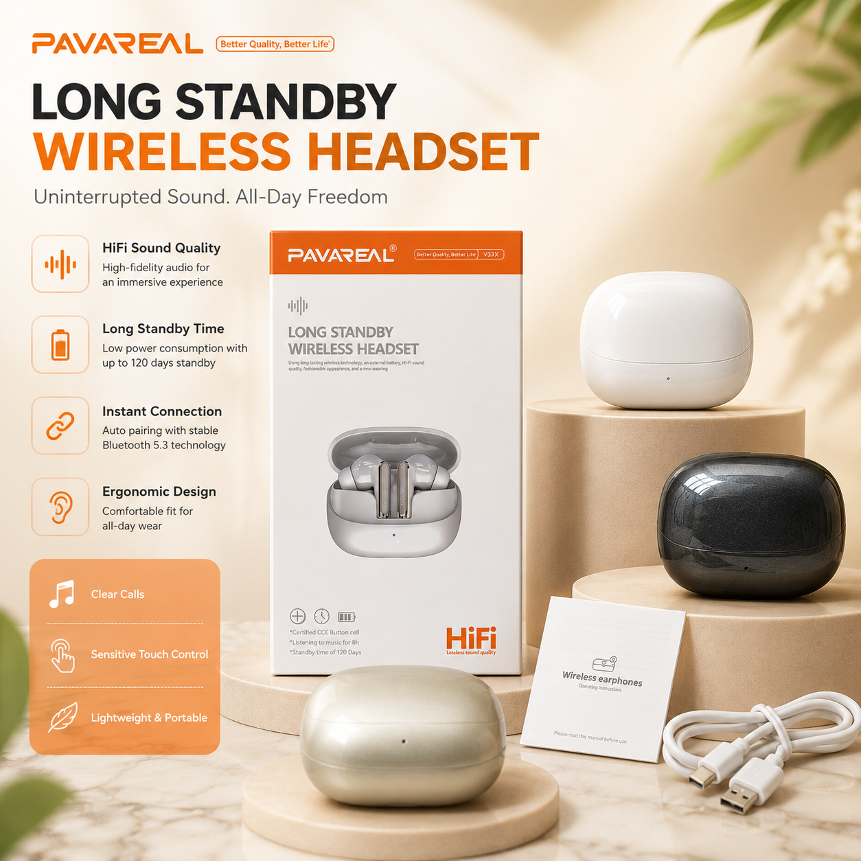 PHF BLUETOOTH PAVAREAL TWS V33X