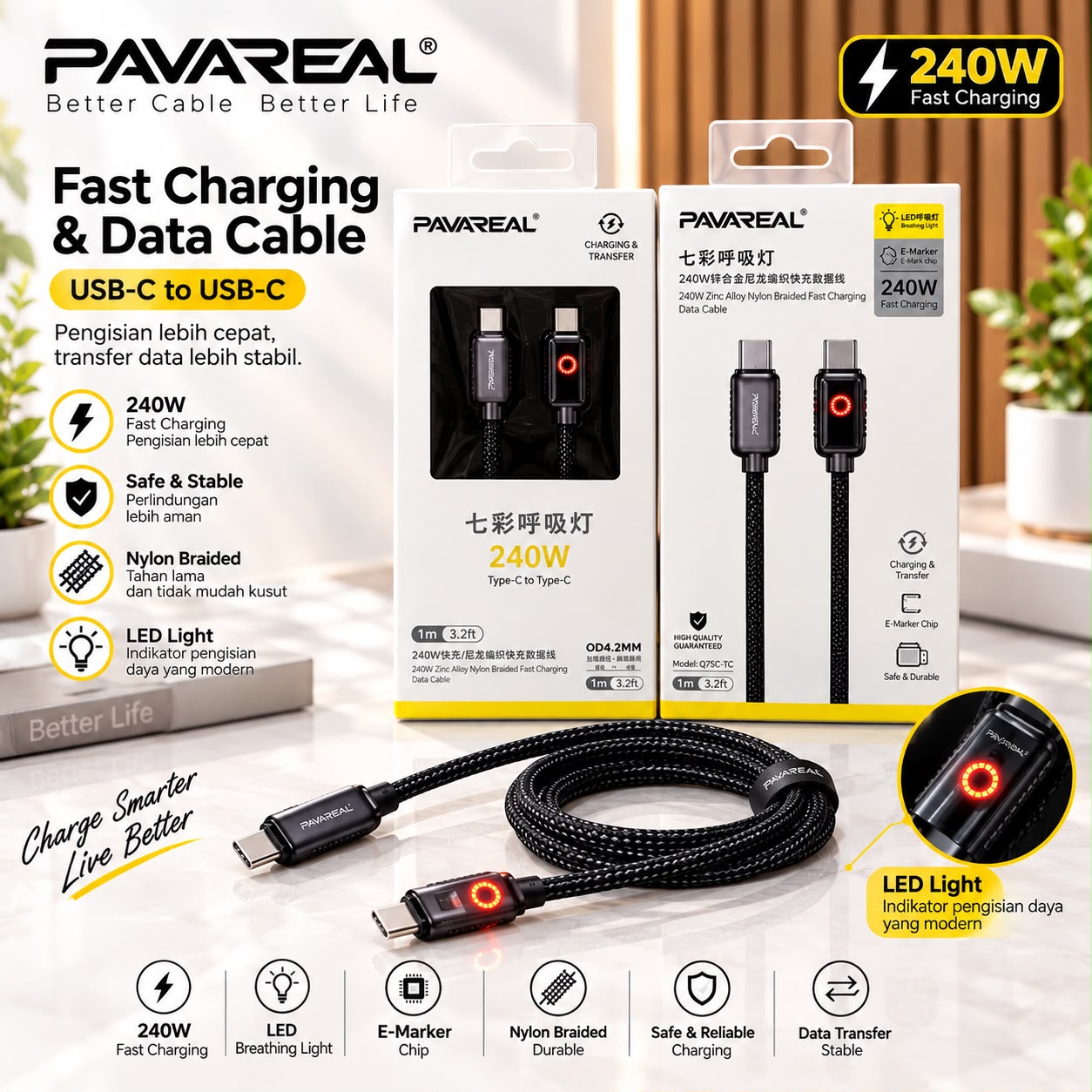 KABEL PAVAREAL Q75 C TO C