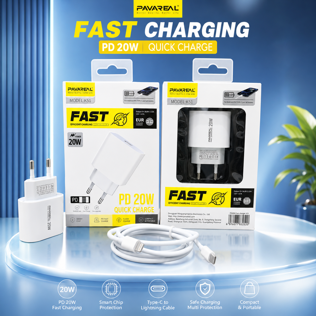 CHARGER PAVAREAL K51 20W C TO IOS 