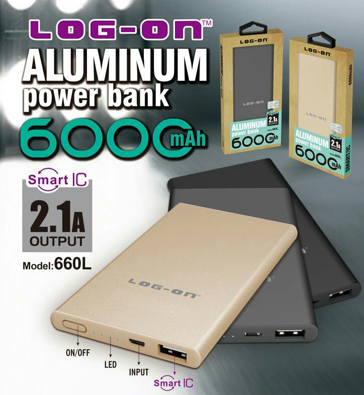 POWERBANK LOG ON ALUMINIUM 6000 MAH {SOLD}
