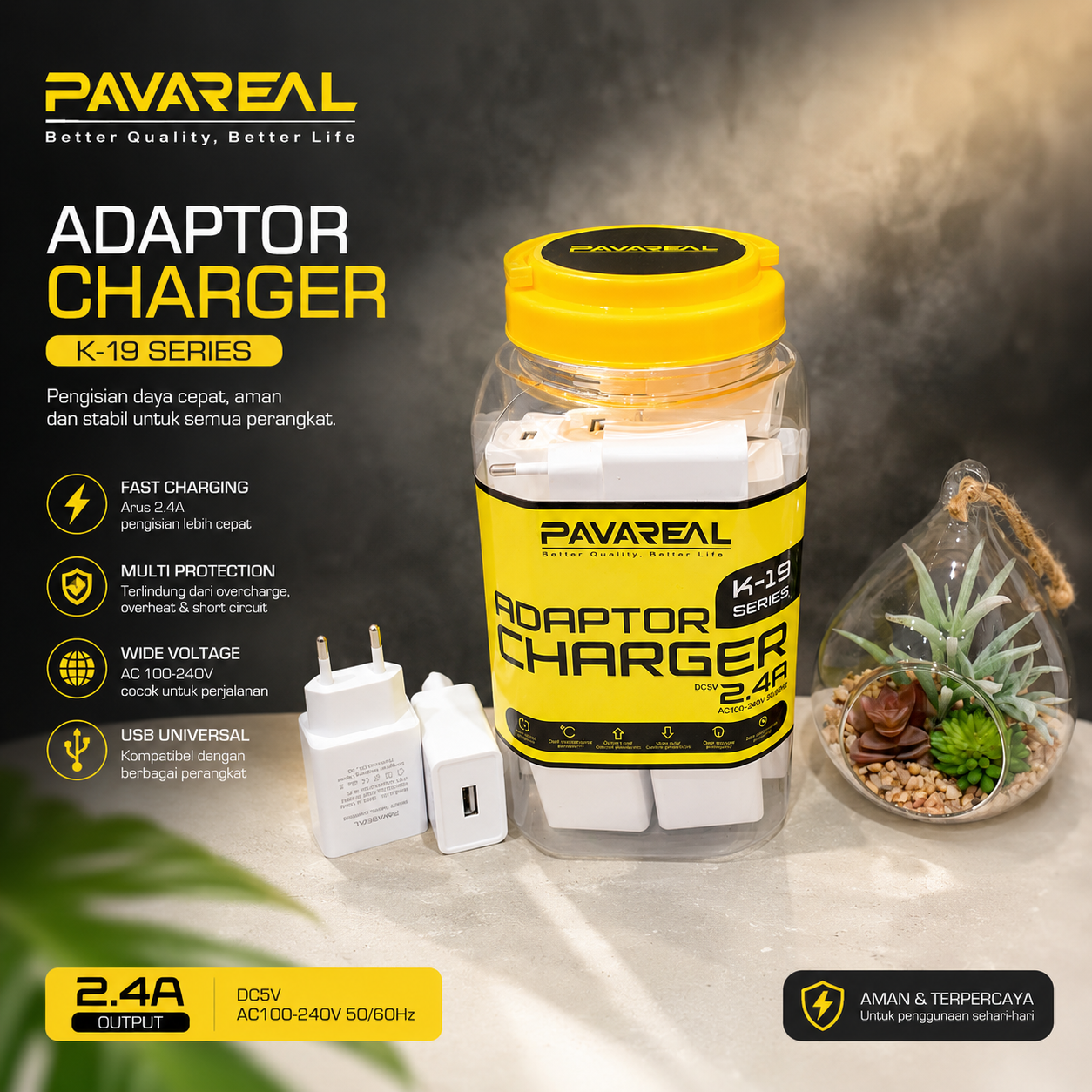 BATOK CHARGER PAVAREAL K19 2.4A