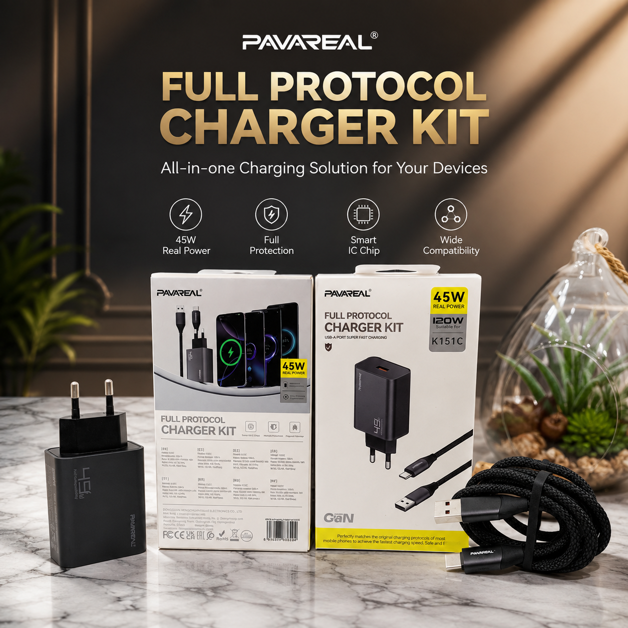 CHARGER PAVAREAL K151 45W GAN TYPE C