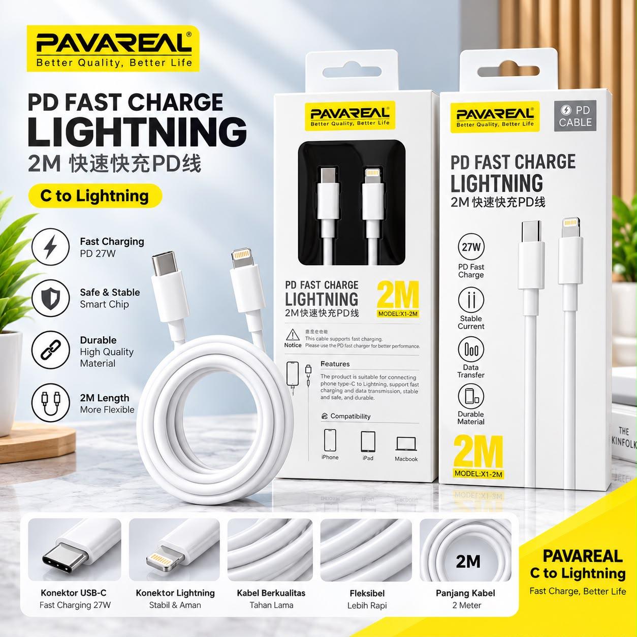 KABEL DATA PAVAREAL X1 C TO IOS 2M