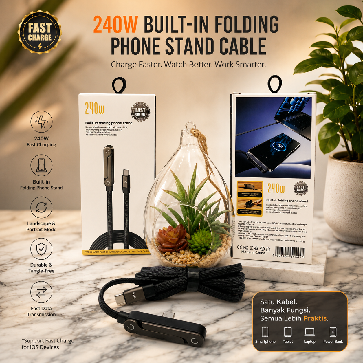 KABEL DATA +  ADAPTER C TO C 240W