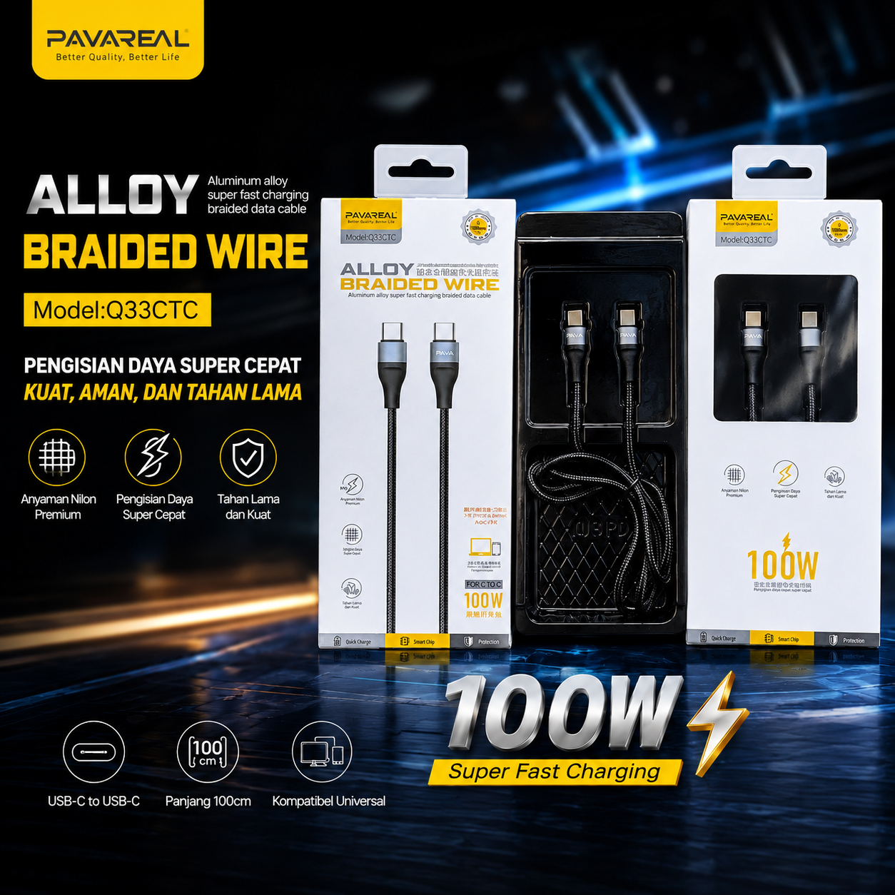 KABEL DATA PAVAREAL Q33 C TO C