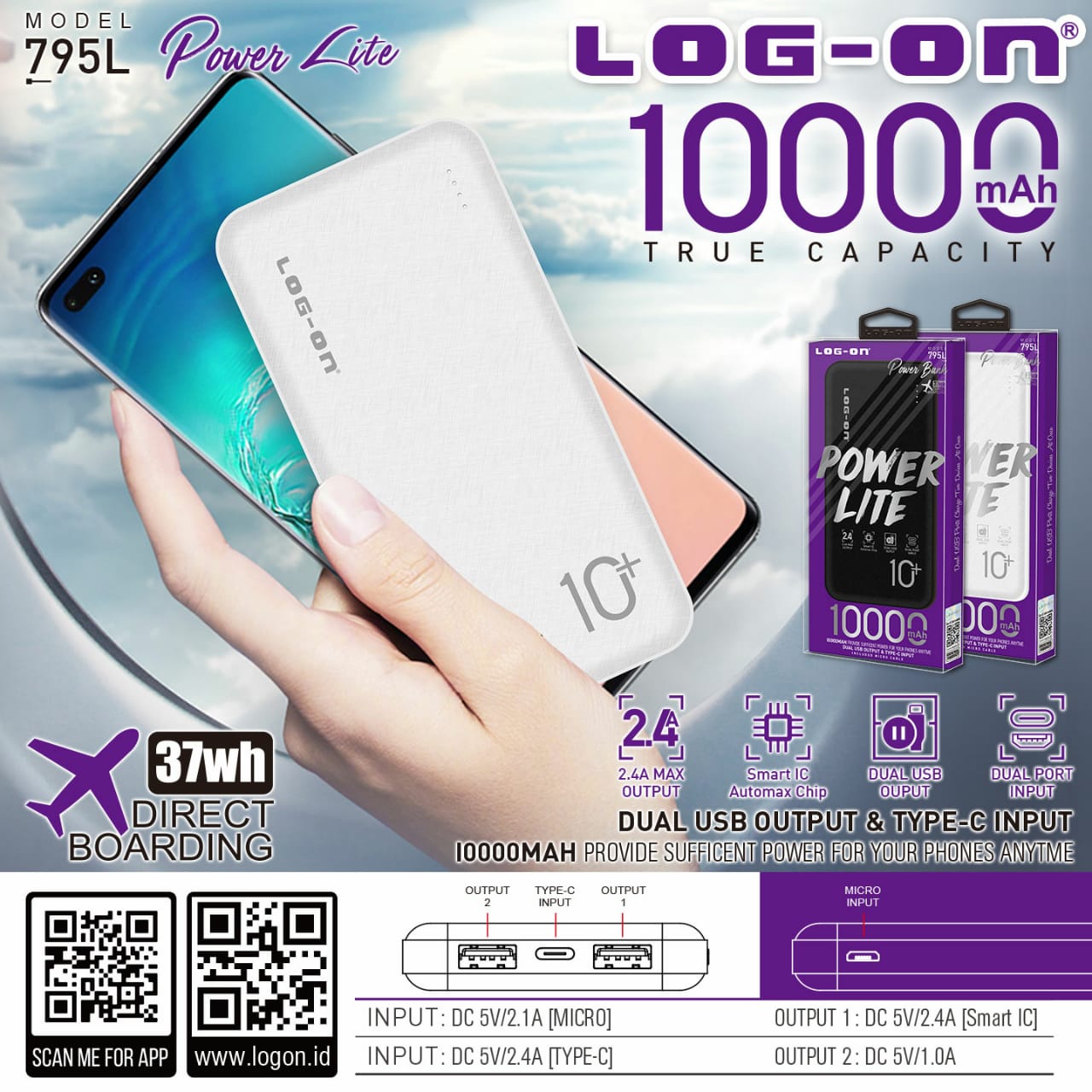 POWERBANK LOG ON POWER LITE 10000 MAH (SOLD)
