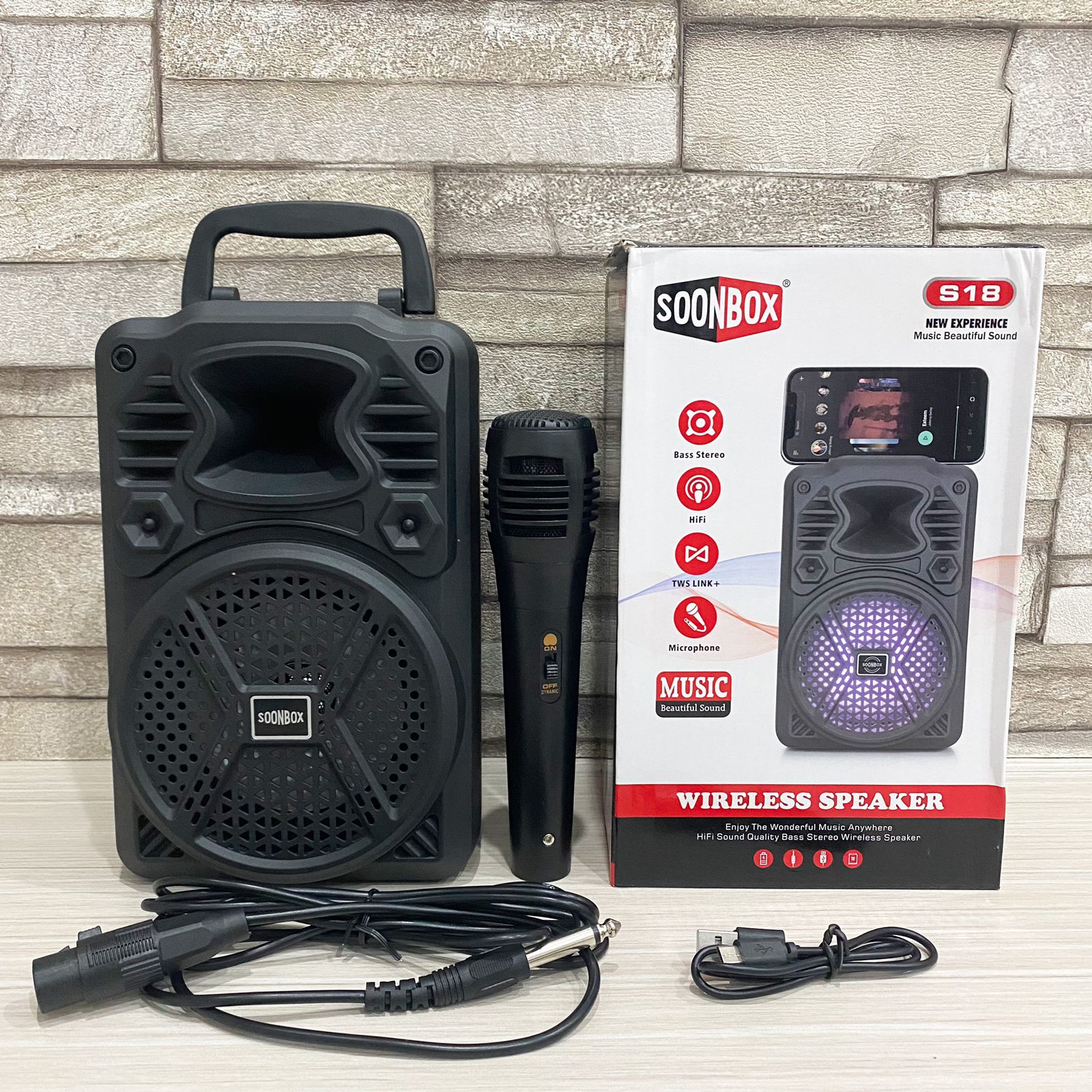 SPEAKER BLUETOOTH + MIC SOONBOX S18 4 INCH (SOLD)