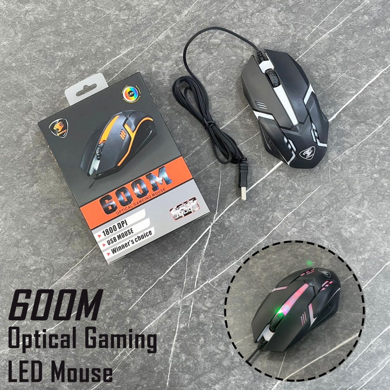 MOUSE KABEL OUIDENY 600M LED (SOLD)