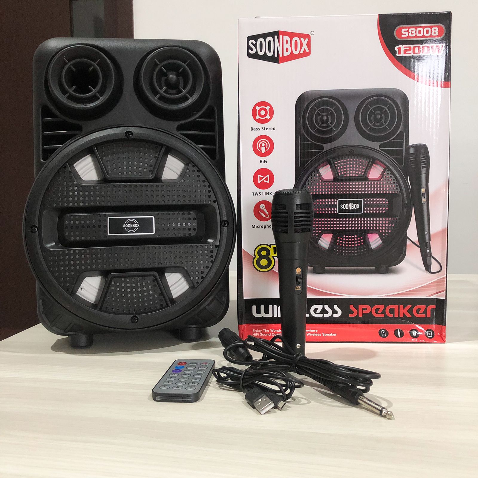 SPEAKER BLUETOOTH + MIC SOONBOX S8008 8INCH {SOLD}