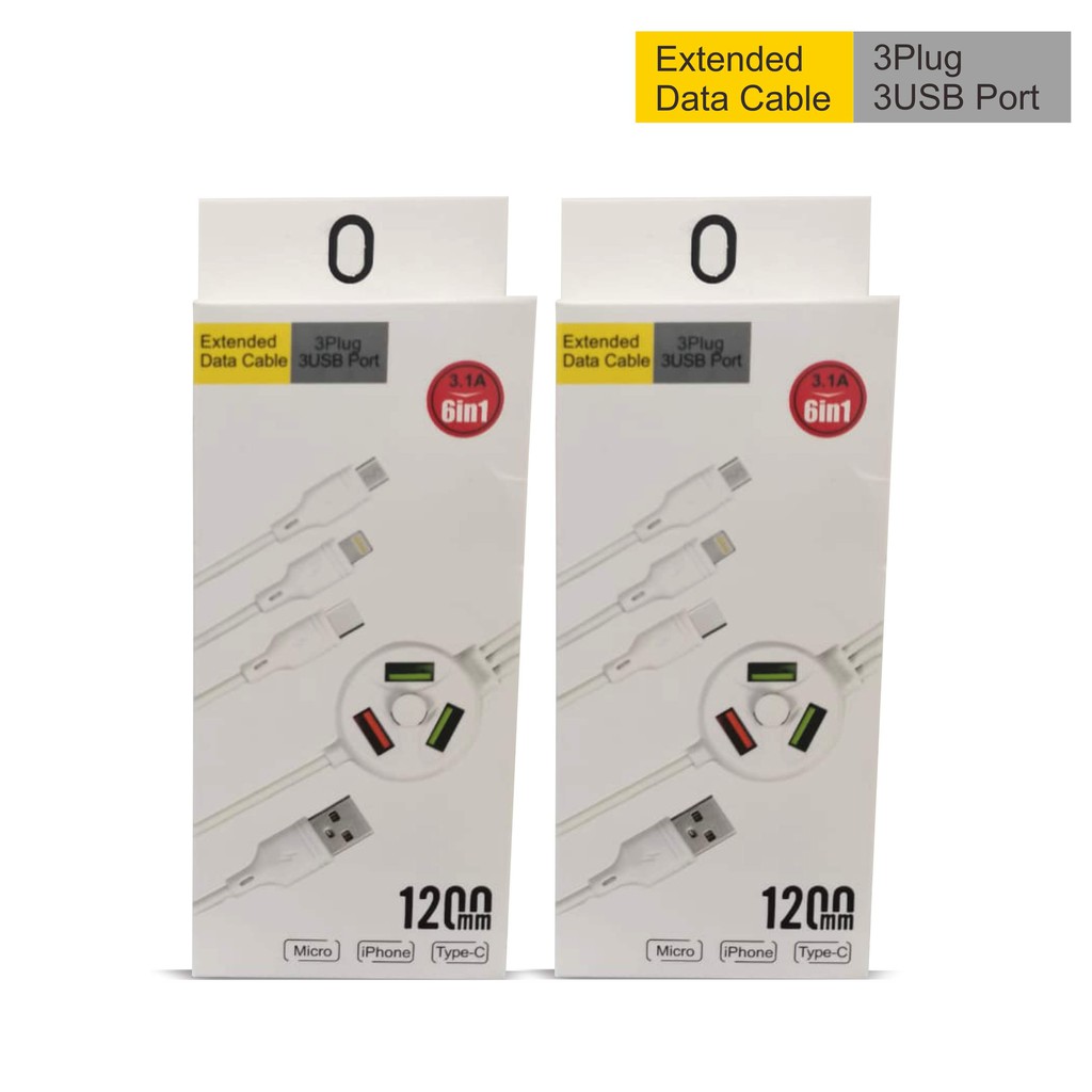 KABEL DATA 3 IN 1 + 3 USB PORT (SOLD)