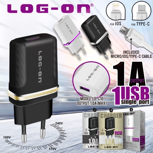 CHARGER LOG ON IPHONE 1 USB 1A LO-C10 (SOLD)