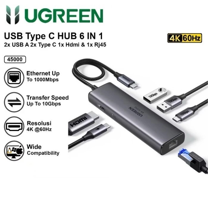 CONVERTER UGREEN HUB TYPE C 6IN1 (SOLD)