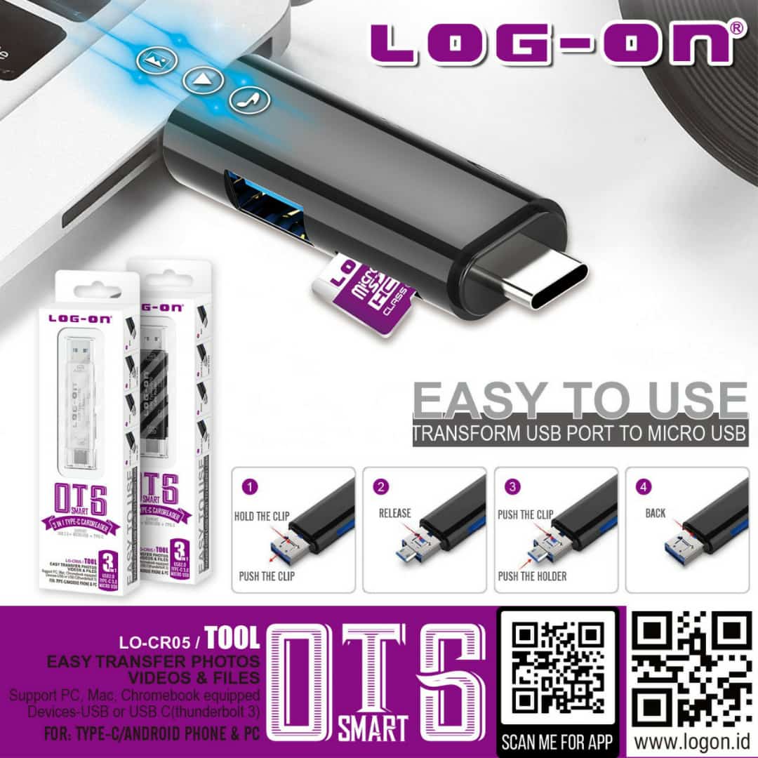 OTG CARDREADER LOG-ON TYPE C LO-CR05 (SOLD)