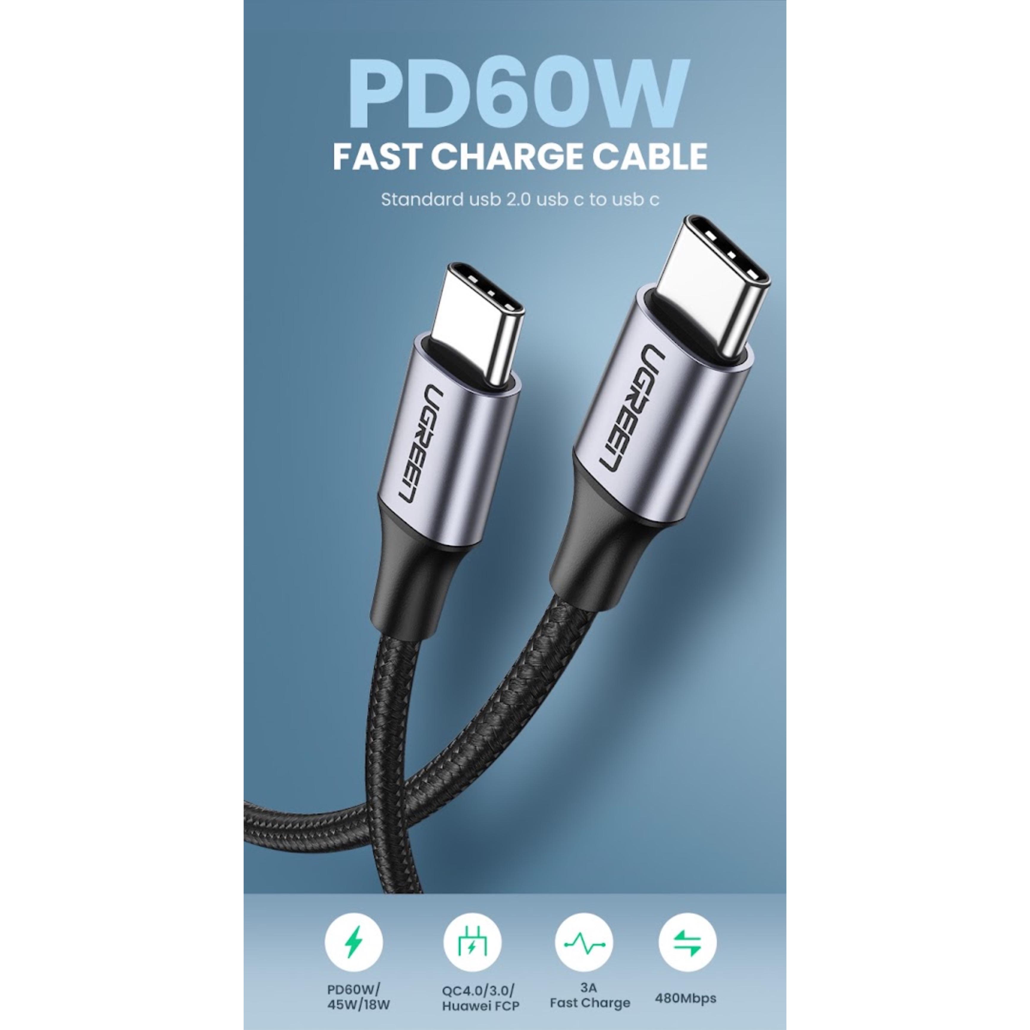 KABEL USB UGREEN C TO C 60W NYLON 1M