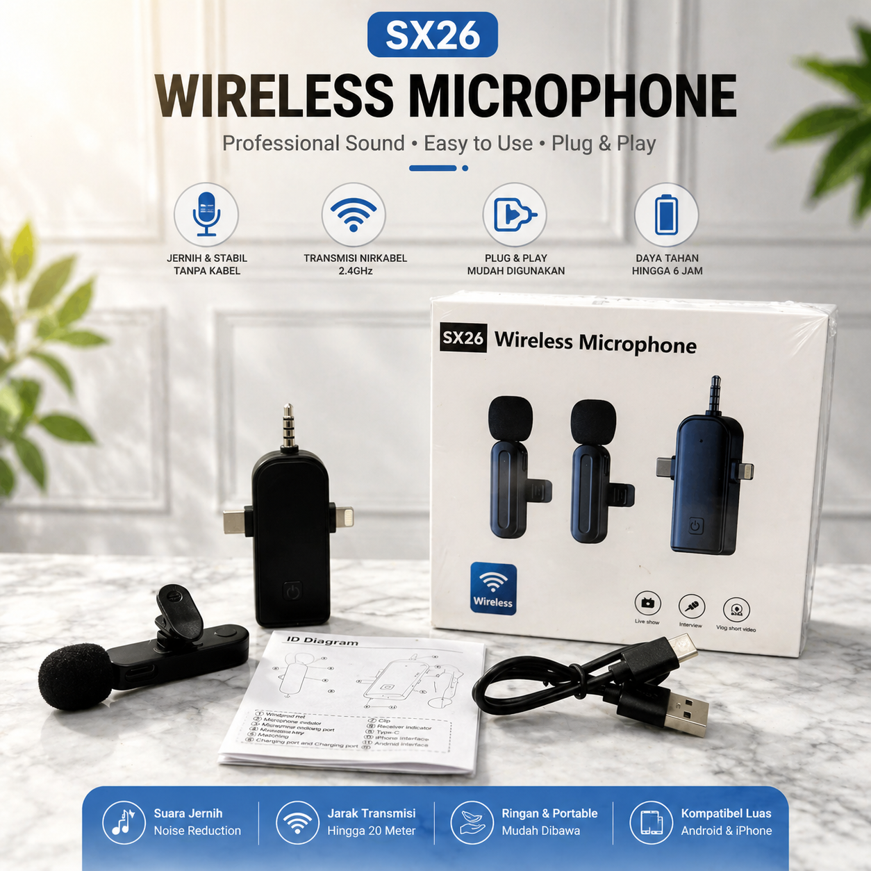MICROPHONE LAVALIER 3IN1 SX26