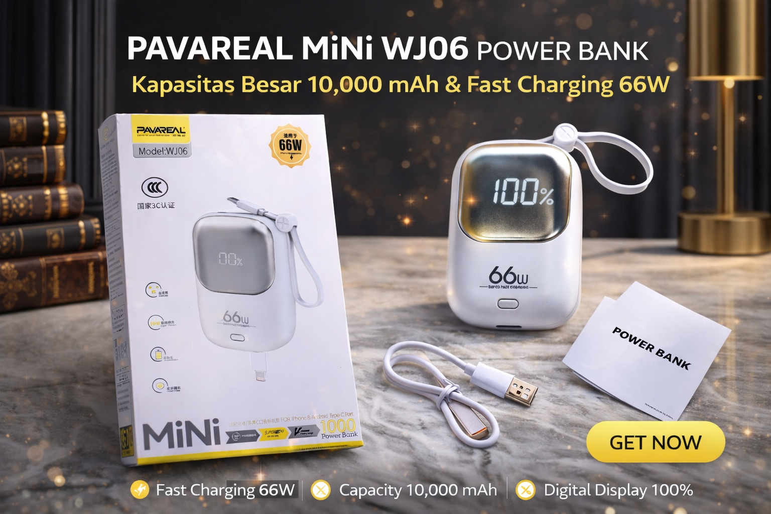 POWERBANK PAVAREAL WJ06 66W 10.000MAH