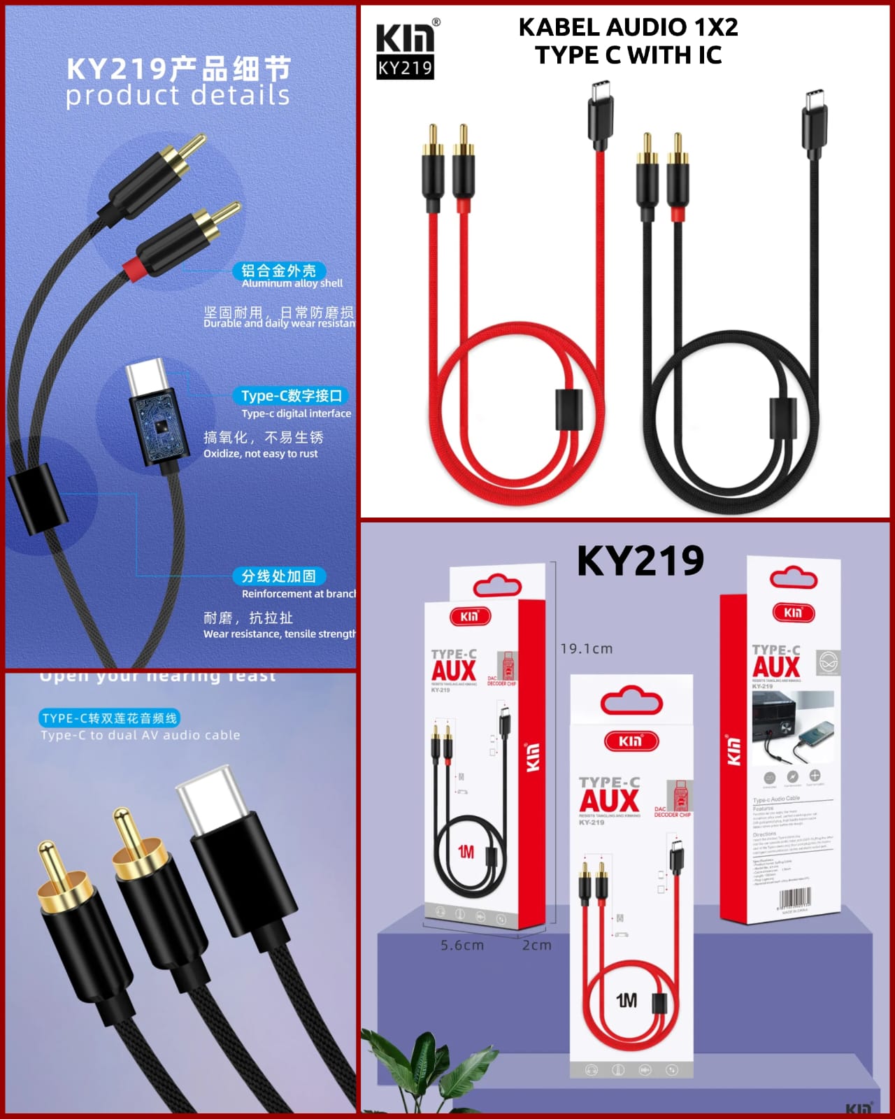 KABEL AUDIO 1X2 TYPE C KIN KY219C