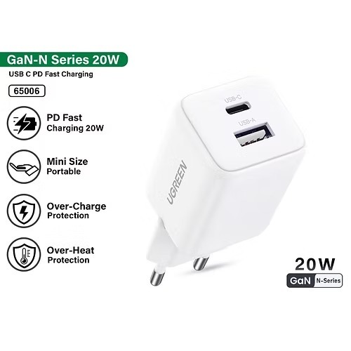 BATOK CHARGER UGREEN DUAL PORT N GAN 20W
