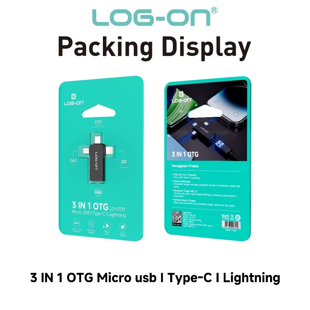 OTG LOG ON 3 IN 1 (TYPE-C, MICRO,IPHONE) LO-OT017